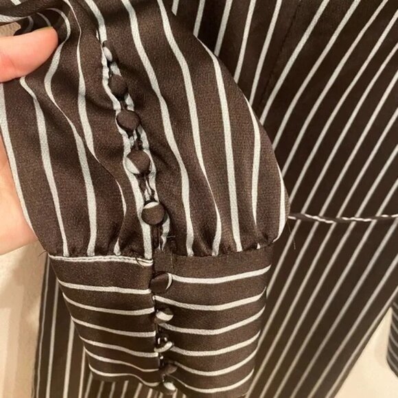 JUST Female Rosie Brown Striped Shirt Dress Size Small EUC - Picture 5 of 6